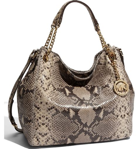 michael kors snake embossed purse acorn|Michael Kors leather shoulder bag.